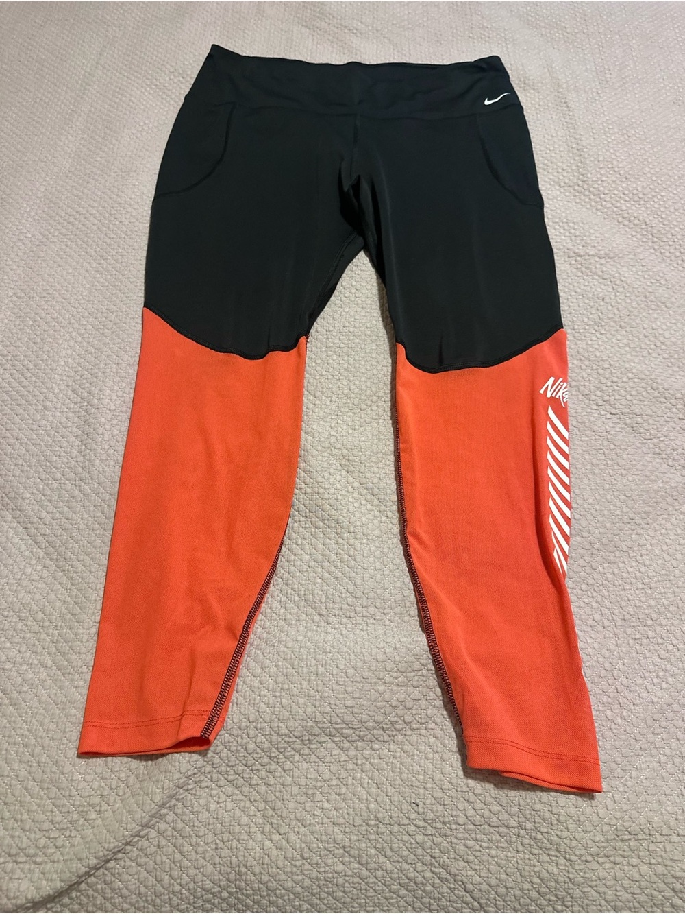Nike Black and Orange Athletic Leggings